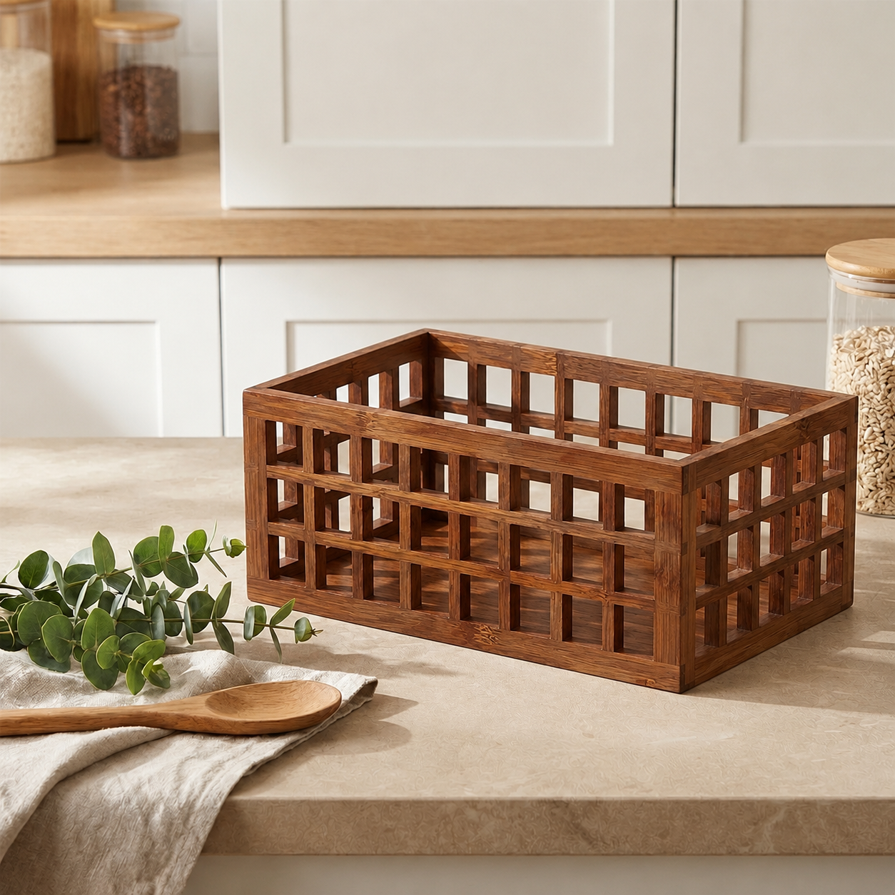Acacia Perforated Storage Basket – Large-0