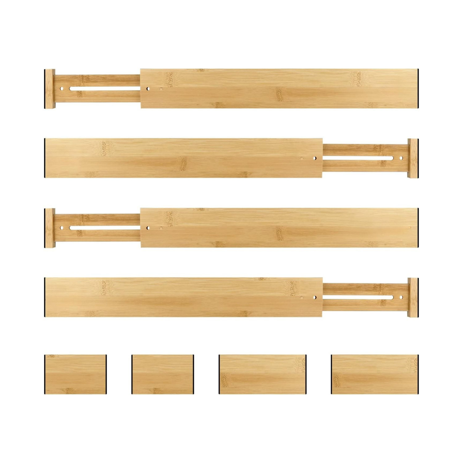 Bamboo Drawer Dividers Expandable - 4 Pack-1