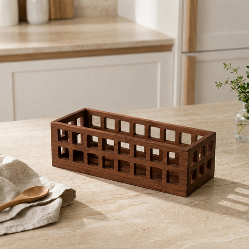Acacia Perforated Storage Basket – Small-0