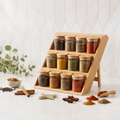 Bamboo Spice Rack Stand With 12 Spice Jars