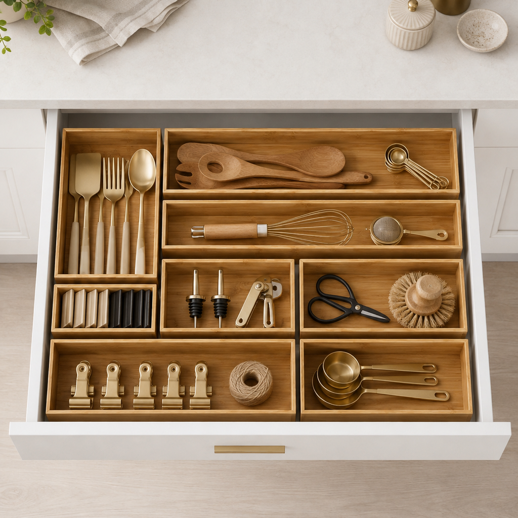 Bamboo Drawer Organiser Insert – 4 Sizes
