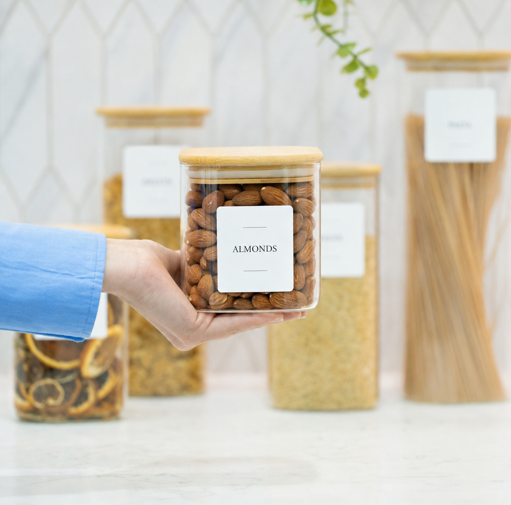 Square Bamboo Pantry Jars Collection