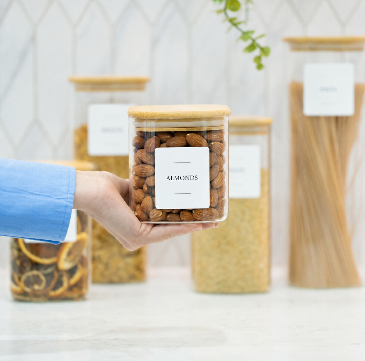 Square Glass Jar with Bamboo Lid – 750ml