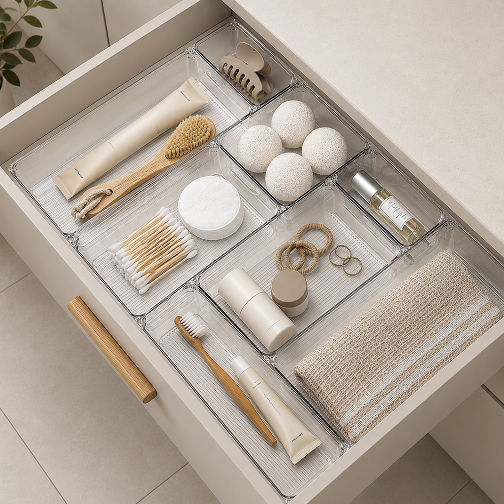 Clear Drawer Organiser Set – 8pc Modular Storage