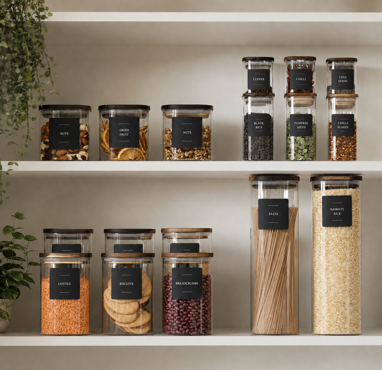 Acacia Square Glass Pantry Collection