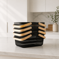 Black Mesh Storage Basket With Bamboo Handle – 4 Pack