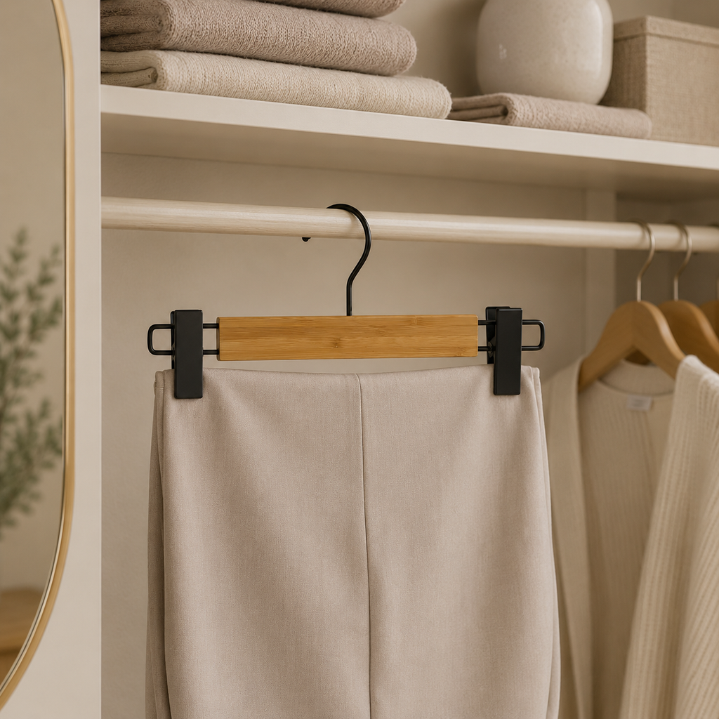 Bamboo Clip Pants Hangers 2 Pack