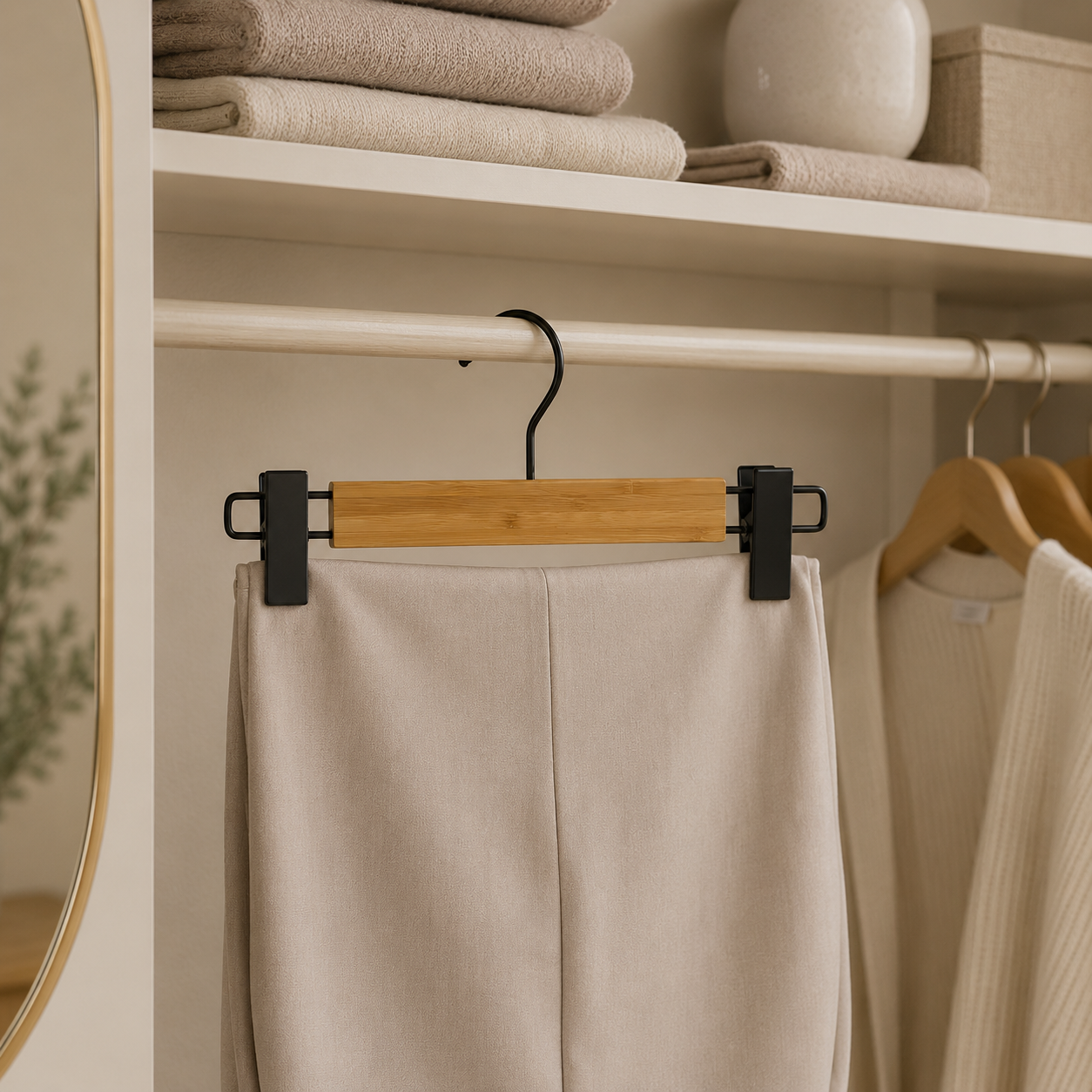 Bamboo Clip Pants Hangers 2 Pack