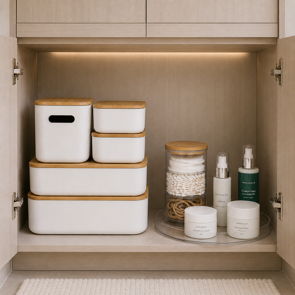 Plastic & Bamboo Storage Containers – Multi-Purpose Organisers