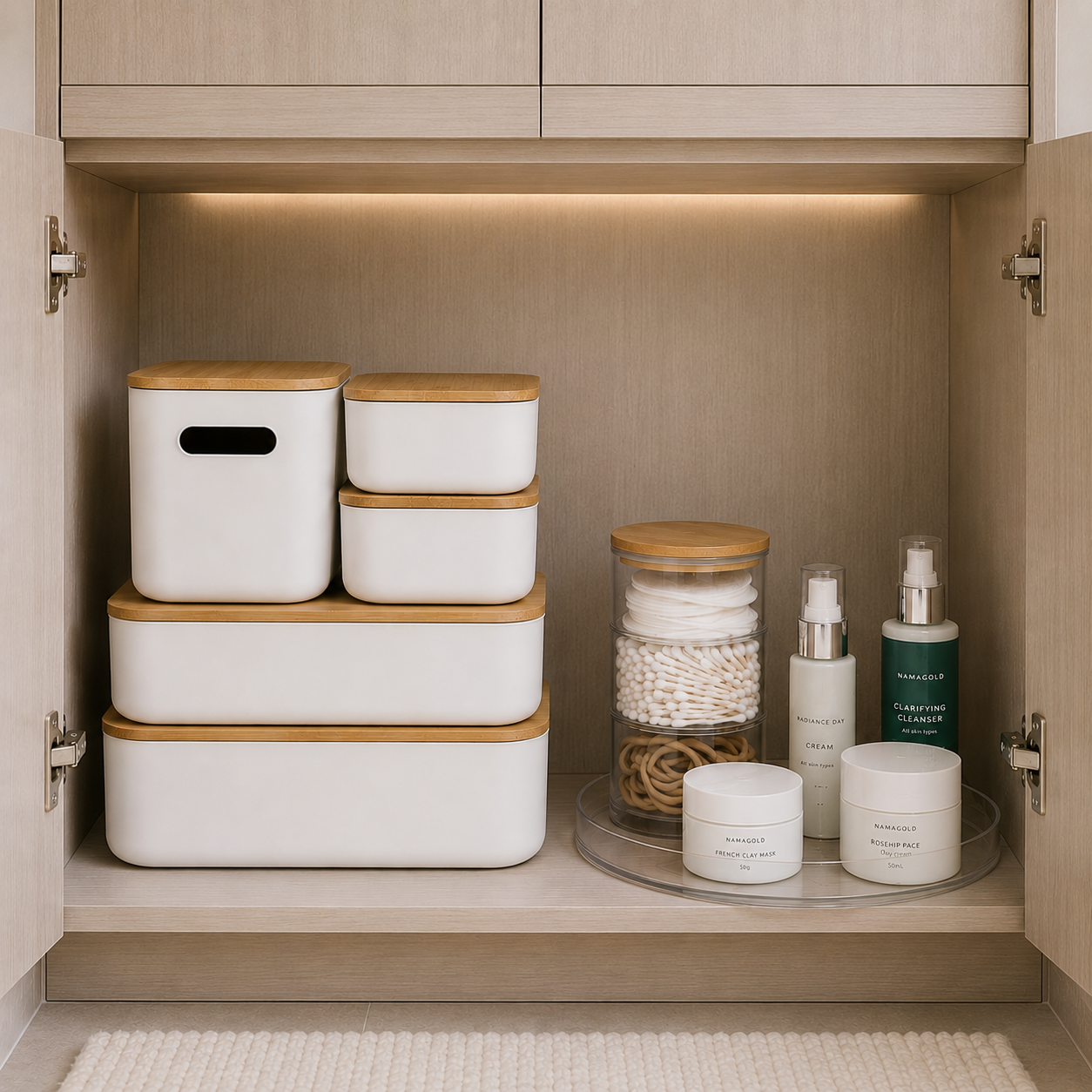 Plastic & Bamboo Storage Containers – Multi-Purpose Organisers