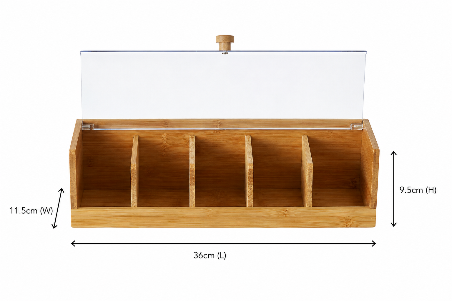 Bamboo Tea Bag Organiser with Acrylic Lid