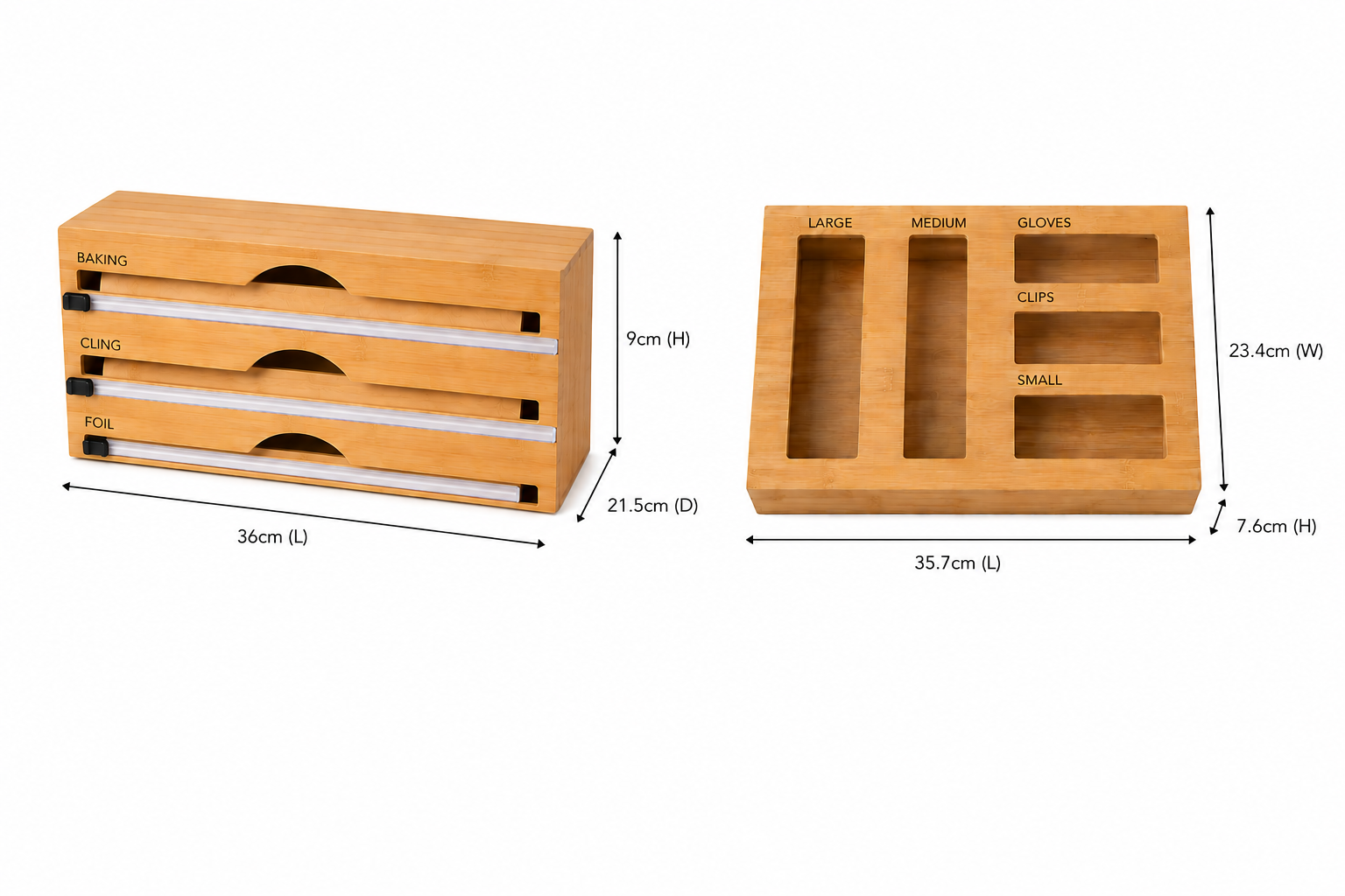 Bamboo Food Wrap Dispenser & Sandwich Bag Organiser Pack