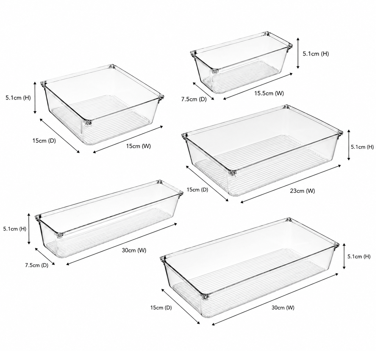 Clear Drawer Organiser Set – 8pc Modular Storage
