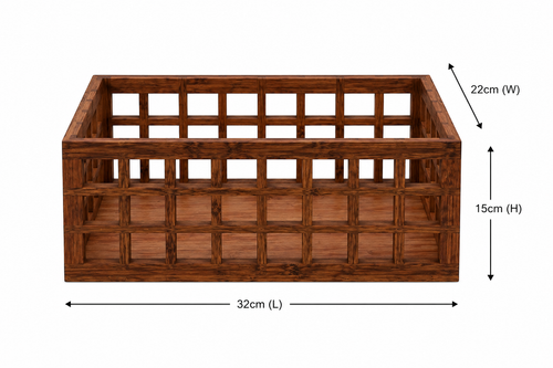 Acacia Perforated Storage Basket – Large