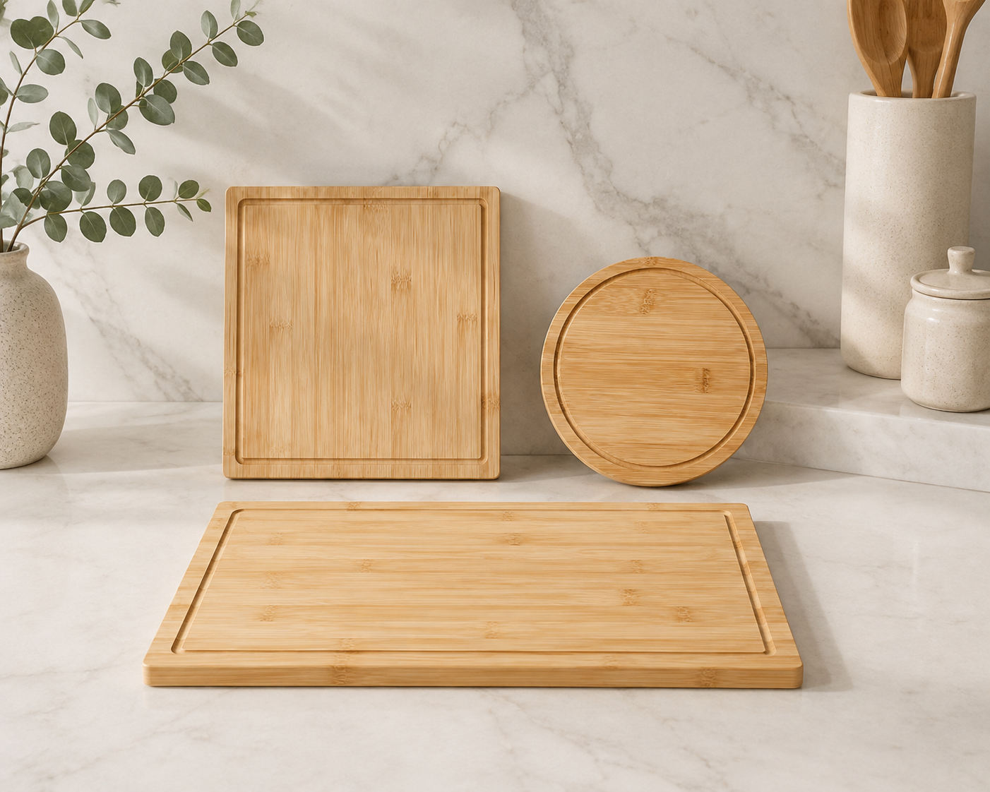 Set of 3 Bamboo Cutting Boards – Versatile and Durable Kitchen Essentials