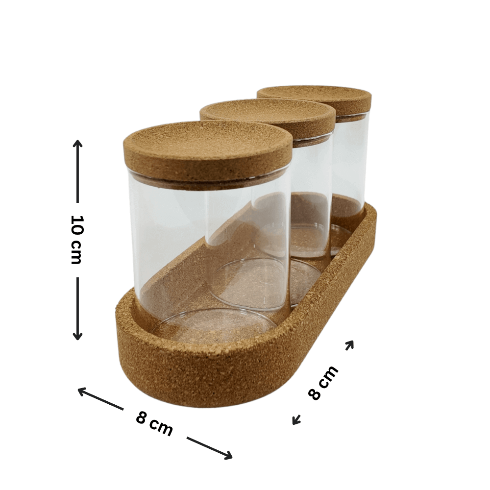 Glass Jar Trio with Cork Lids – 450ml Pantry Set