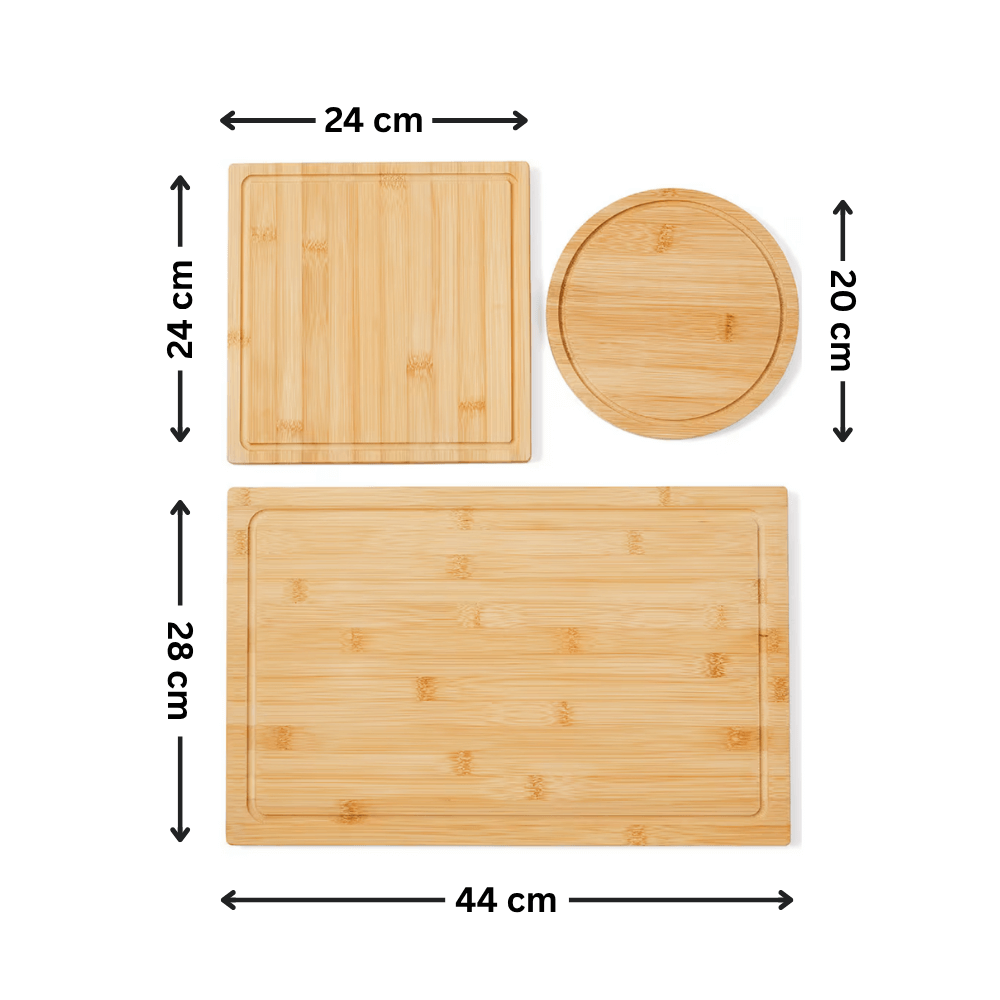 Set of 3 Bamboo Cutting Boards – Versatile and Durable Kitchen Essentials