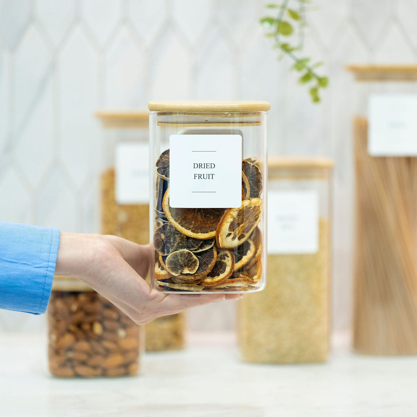 Square Bamboo Pantry Jars Collection