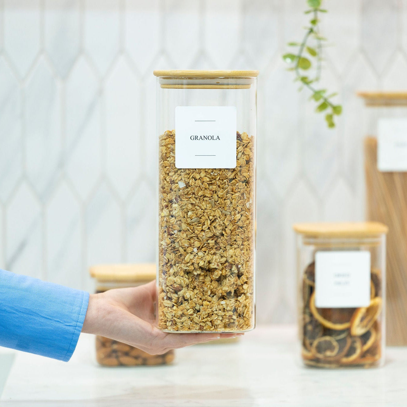 Square Glass Jar with Bamboo Lid – 1500ml-3