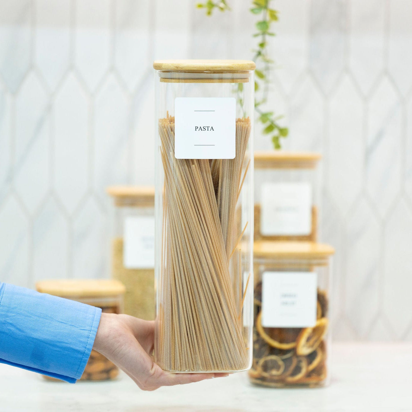 Square Bamboo Pantry Jars Collection