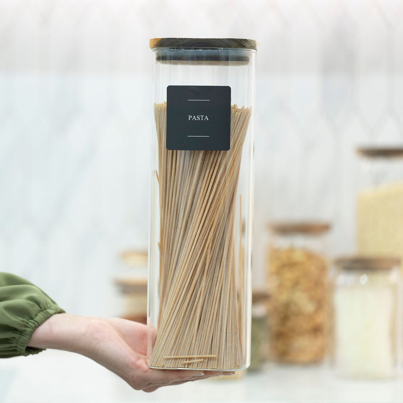 Square Acacia Lid Glass Jars – 5 Sizes-9