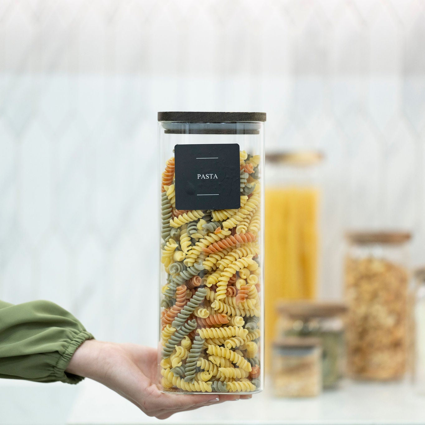 Square Acacia Lid Glass Jars – 5 Sizes-8