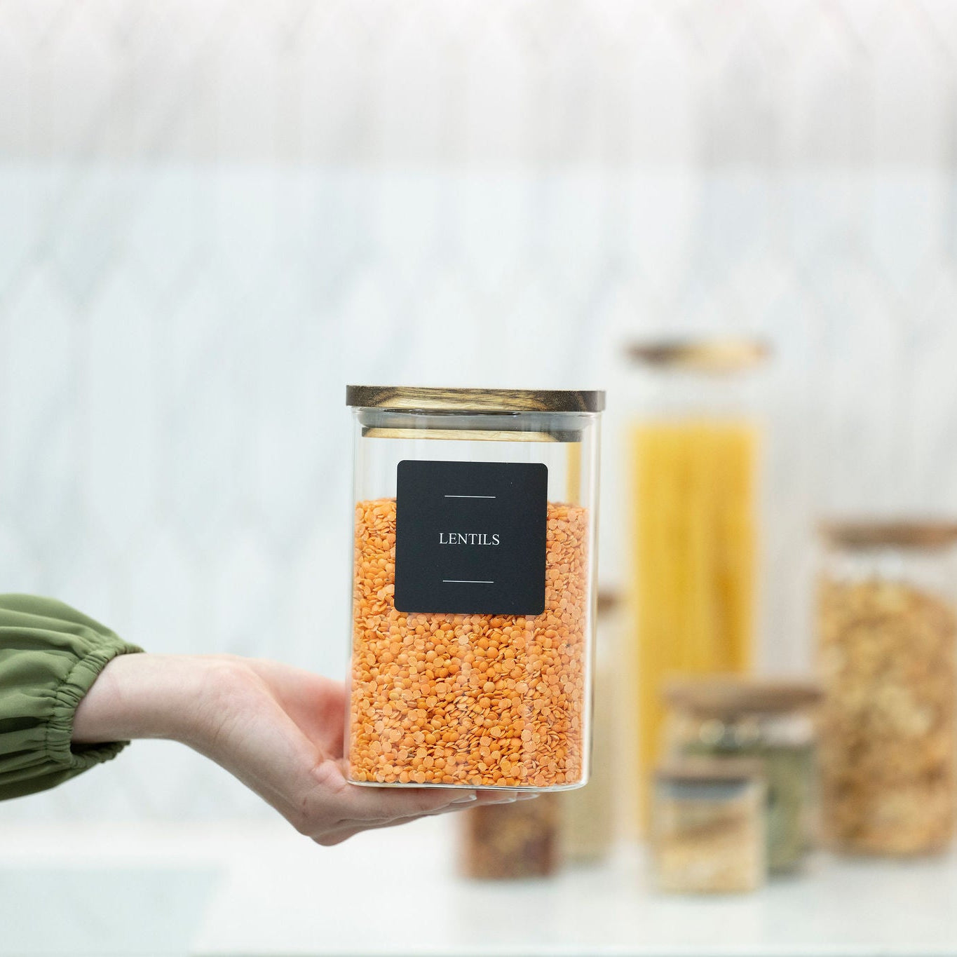 Square Acacia Lid Glass Jars – 5 Sizes-6