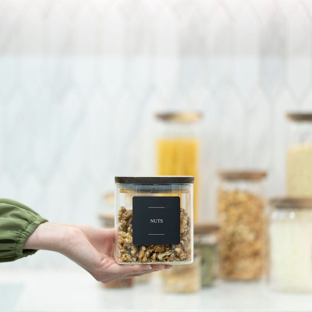 Square Acacia Lid Glass Jars – 5 Sizes-5